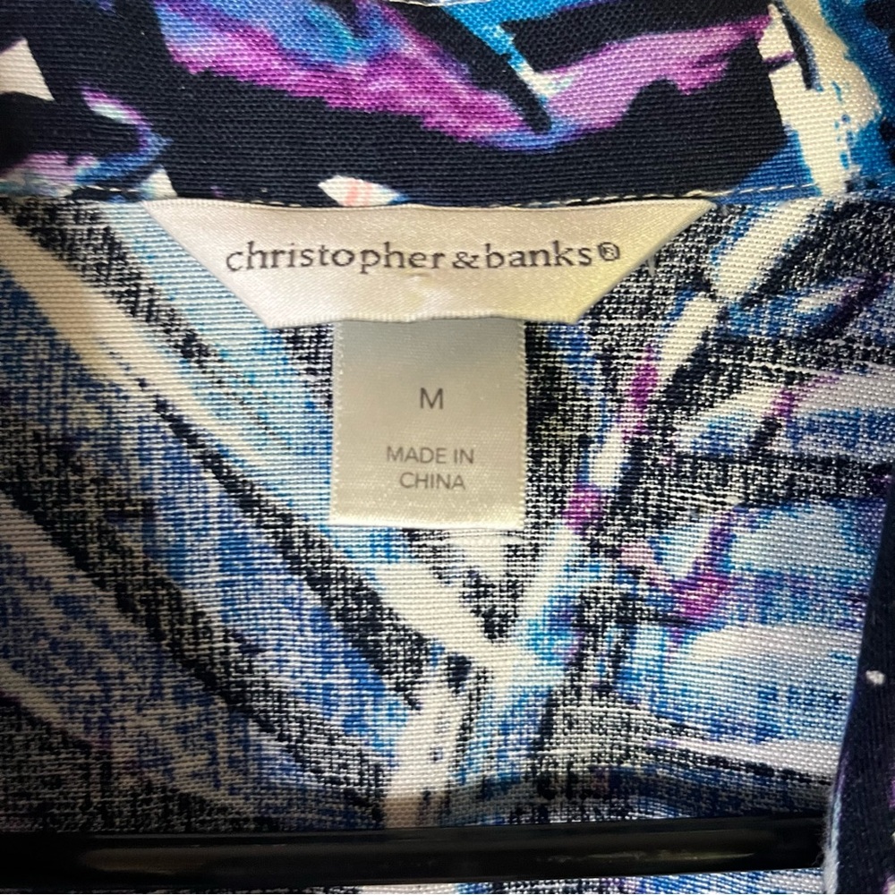 Christopher & Banks Linen Blend Light Weight Multicolor Button‎ Down Jacket Med - Picture 2 of 12
